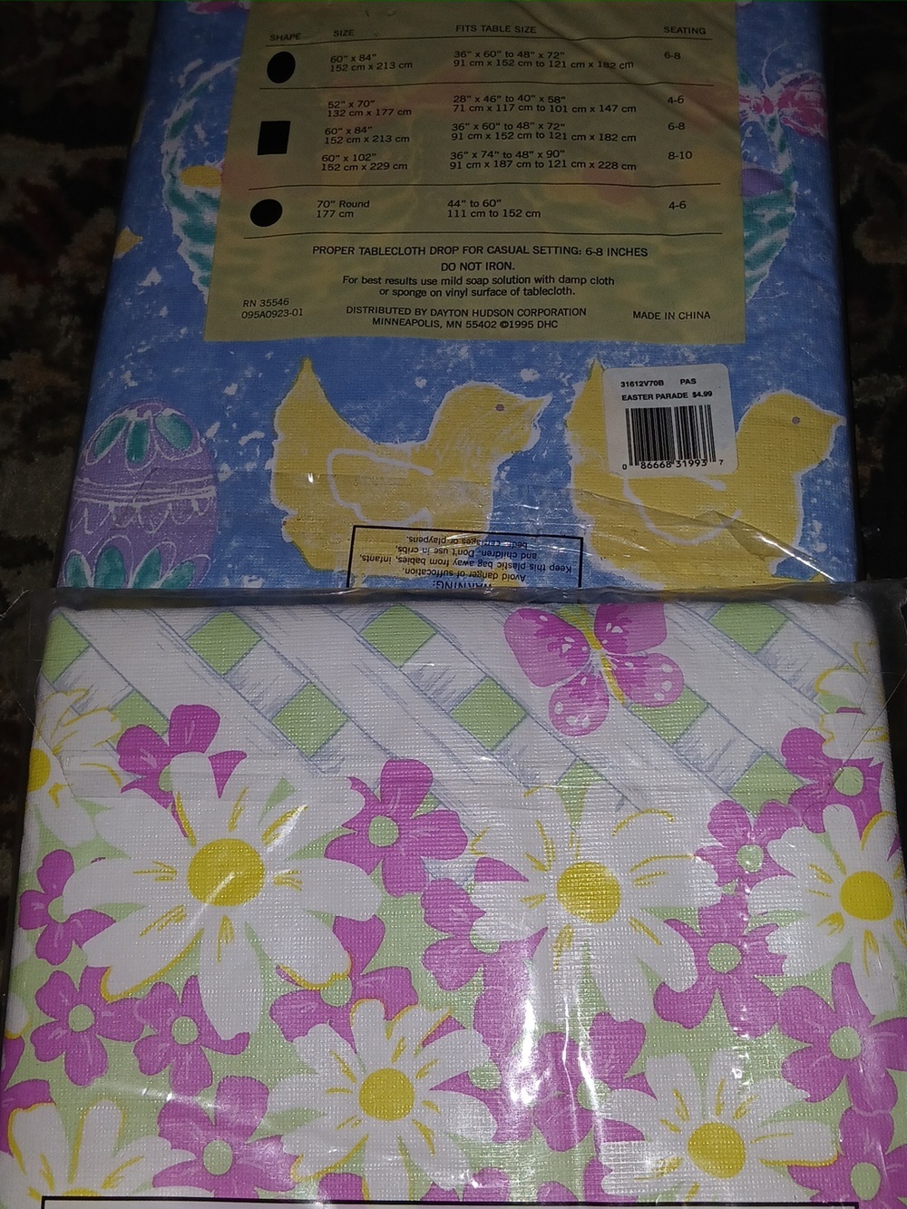 Easter/Spring Vinyl Tablecoths, $8.00ea - Picture 2 of 7